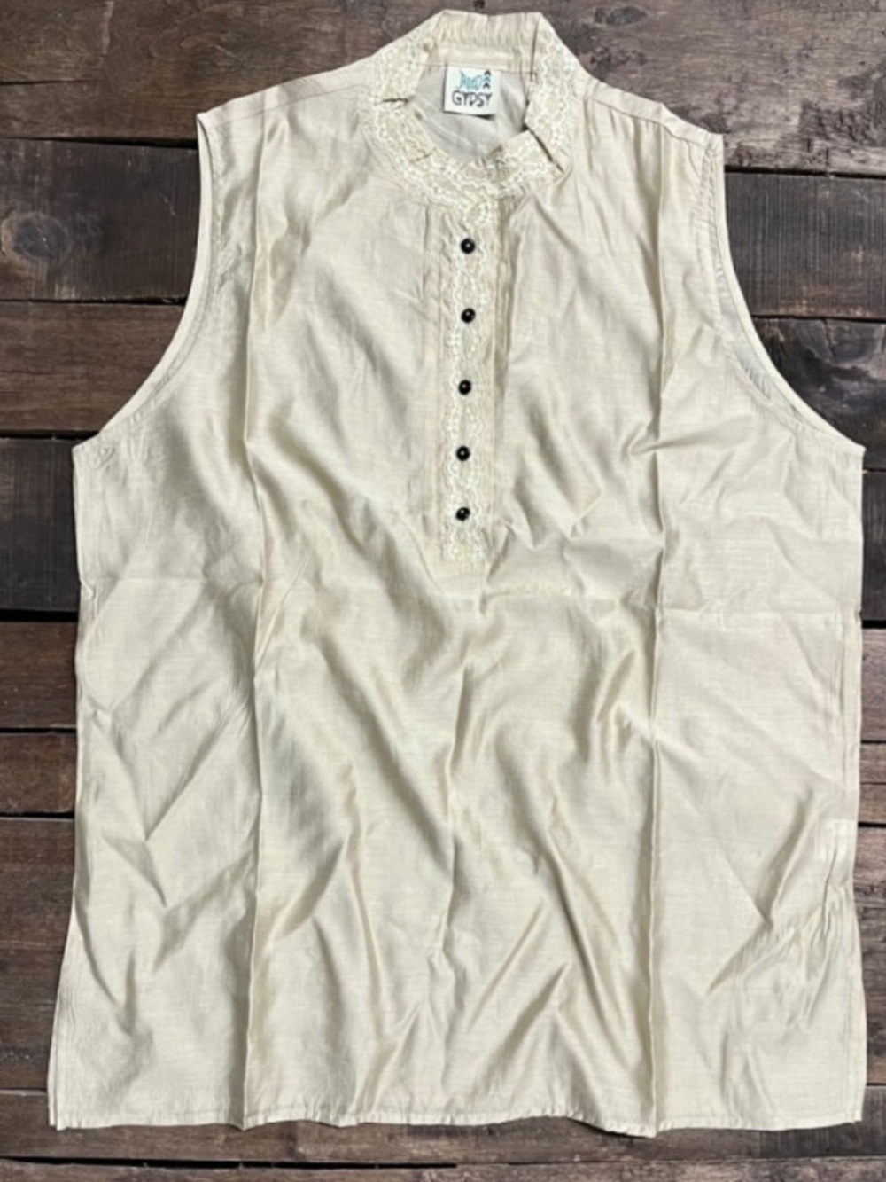 NEW Jaded Gypsy Moon Glow Tank - Cream - Henley Tank Top with Button Placket